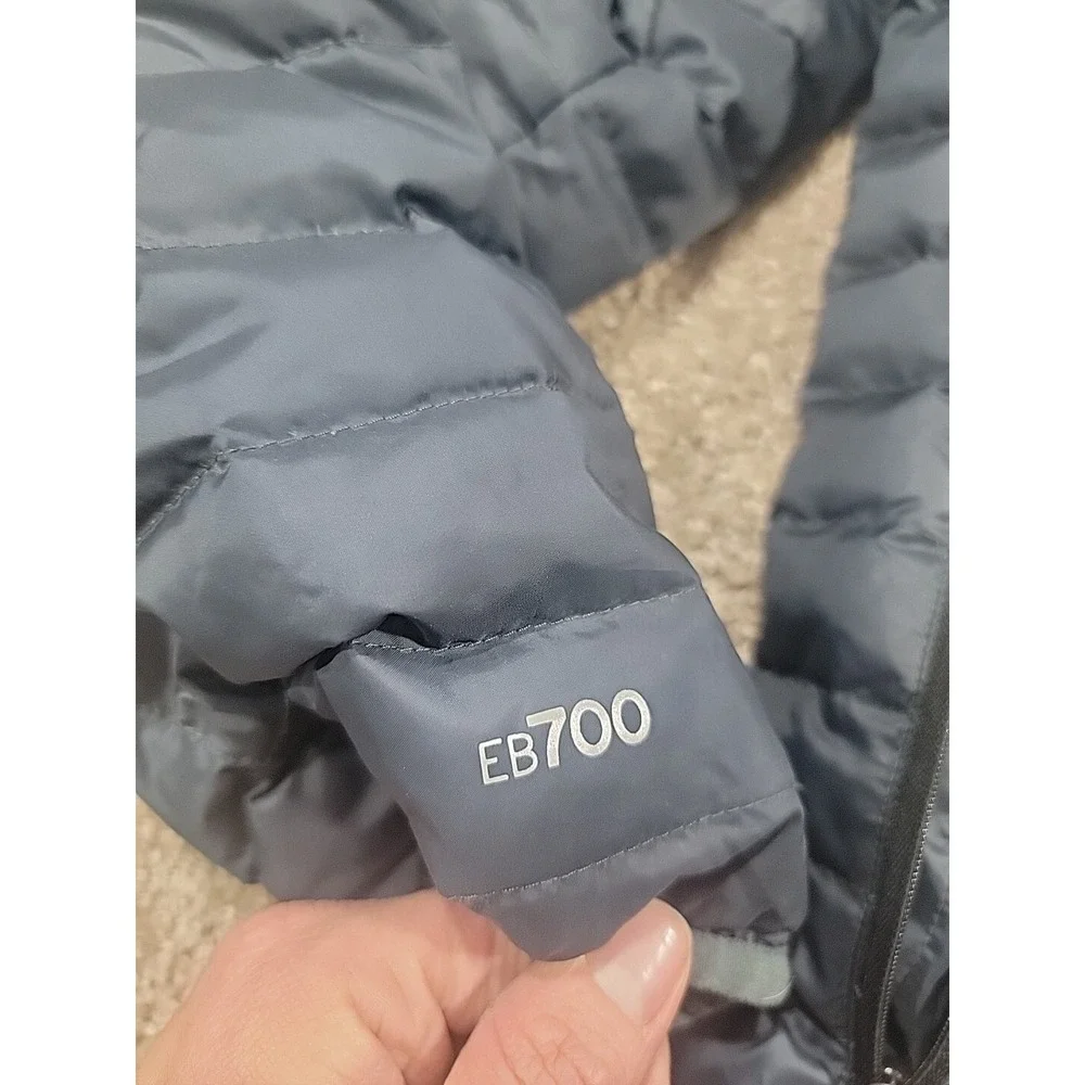 Eddie Bauer EB700 Puffer Down Jacket Mens Small Black Hooded Full Zip Outdoor - Picture 8 of 9